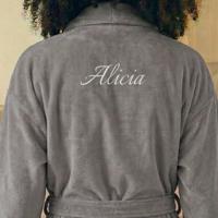 Dames badjas borduren - Grijs - L/XL