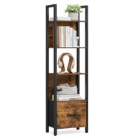 Hoekboekenkast met lade en stalen frame, 40B cm