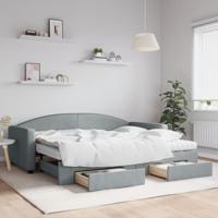 Slaapbank met onderschuifbed en lades 90x200 cm stof lichtgrijs