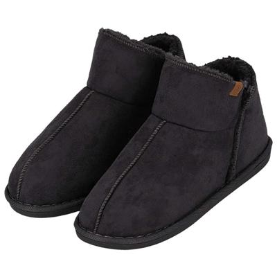 Apollo heren sloffen - instappers - donkergrijs - suede look - hoog model - pantoffels - harde zool