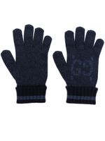 Gucci GG-intarsia cashmere gloves - Bleu