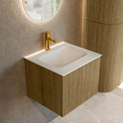Badmeubel Mondiaz Kurve | 50 cm cm | Meubelkleur Dusk | Wastafelkleur Talc | Solid surface | Wasbak midden spoelbak | 1 kraangat