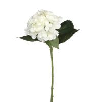 Mica Decorations Kunstbloem - Hortensia tak - wit - 51 cm - losse steel - Kunst zijdebloemen
