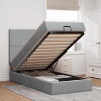 Bed met matras 100x200 cm stof lichtgrijs