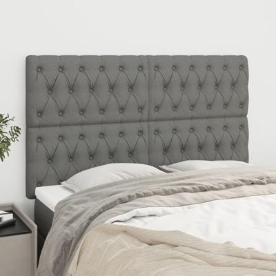 Hoofdborden 4 st 80x7x78/88 cm stof donkergrijs
