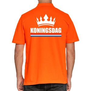 Koningsdag polo t-shirt oranje met kroon voor heren 2XL  -