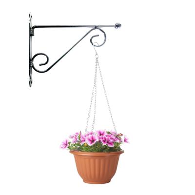 Hangpot + Muurhaak Pisa - terracotta - D25 cm - kunststof - metaal - tuinaccessoires