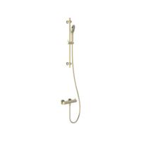 Doucheset MAY Opbouw met Thermostaat, Incl. Glijstang, Doucheslang 150 cm & 3-Standen Handdouche Geborsteld Mat Goud PVD