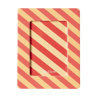 Fotolijst streep - roze/oranje - 10x15 cm