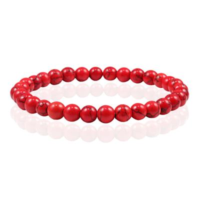 6mm Memphis Natuursteen Armband - Red Howlite