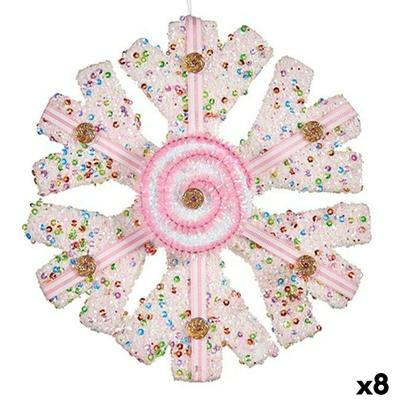 Kerstversiering Krist+ 64815311 64815311 Wit Roze Sneeuwvlokken 17 x 6 x 17 cm (8 Stuks)