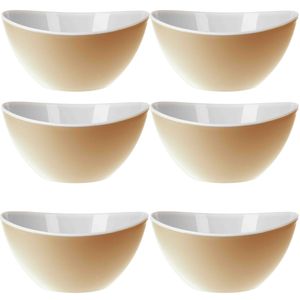 6x stuks Onbreekbare kommetjes/schaaltjes - beige - kunststof - 330 ml