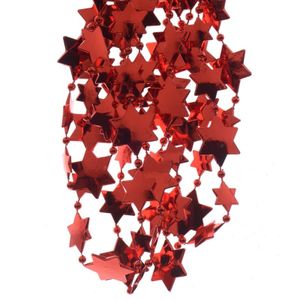Kerst sterren kralen guirlandes kerst rood 270 cm kerstboom versiering/decoratie   -