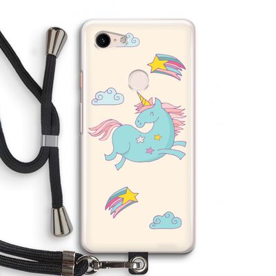 Vliegende eenhoorn: Pixel 3 Transparant Hoesje met koord