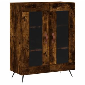 The Living Store Klassiek dressoir Smoked Oak - 69.5 x 34 x 90 cm - Glas design