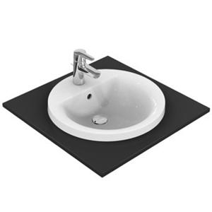 Ideal Standard Connect inbouwwastafel rond O48cm met overloop met kraangat wit E504201