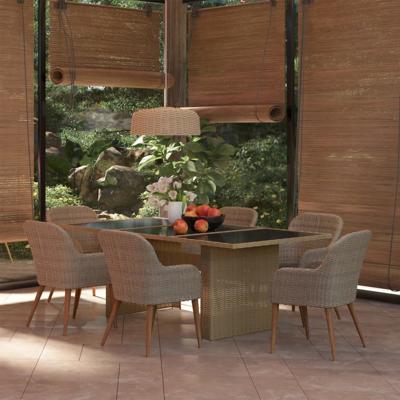 7-delige Tuinset poly rattan bruin