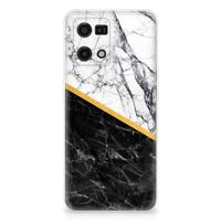 OPPO Reno7 4G TPU Siliconen Hoesje Marmer Wit Zwart - Origineel Cadeau Man