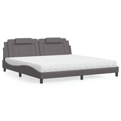Bed met matras kunstleer grijs 200x200 cm