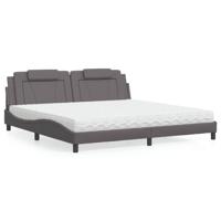 Bed met matras kunstleer grijs 200x200 cm