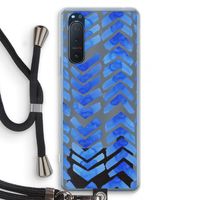 Blauwe pijlen: Sony Xperia 5 II Transparant Hoesje met koord Blauwe pijlen: Sony Xperia 5 II Transparant Hoesje met koord