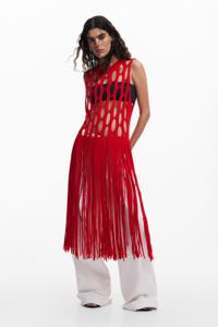 Rood top met franjes - RED - U