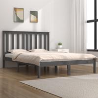 Bedframe massief grenenhout grijs 200x200 cm