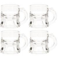 Shotglazen - 10x stuks - 2,5 cl - wit - kunststof - shotglaasjes - pul - met handvat