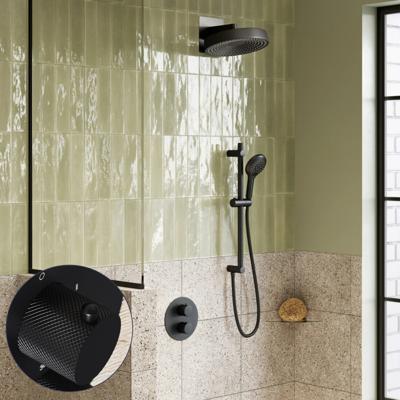 Regendouche set SaniClear Evolution Curved | 30 cm | Incl.Inbouwdeel | 2 standen handdouche | Met glijstang | Zwart Mat