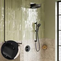 Regendouche set SaniClear Evolution Curved | 30 cm | Incl.Inbouwdeel | 2 standen handdouche | Met glijstang | Zwart Mat