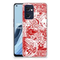 Silicone Back Case OPPO Reno 7 5G | Find X5 Lite Angel Skull Rood - thumbnail