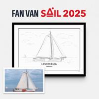 Handgetekende lijntekening van jouw schip A3 Zonder Lijst