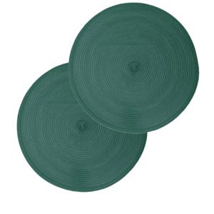 Secret de Gourmet ronde placemat - Set van 4x stuks - groen - gevlochten kunststof - 38 cm - Onderle