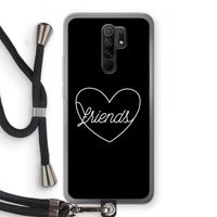 Friends heart black: Xiaomi Redmi 9 Transparant Hoesje met koord