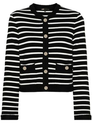 Maje cardigan en maille à rayures - Noir