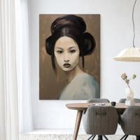 Urban Cotton Wandkleed 'Tsuru' 145 x 190cm in Frame - black