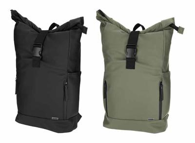 Norlander Rolltop fietsrugzak 25L - Vegan Dull PU - 30,5 x 14 x 59 cm - Zwart, Groen