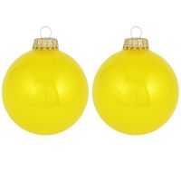 16x Full Sun neon gele glazen kerstballen glans 7 cm kerstboomversiering