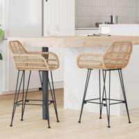 Barkruk 2 pcs Naturel 55 x 52 x 92 cm Riet en IJzer