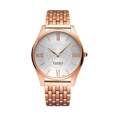 YAZOLE 376 mannen Fashion Business stalen band Band Quartz Wrist Watch (wit)