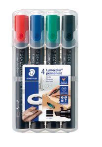 Viltstift Staedtler Lumocolor 350 permanent schuin set ÃƒÆ' 4 stuks assorti