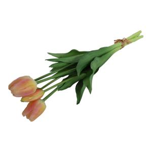 Countryfield Kunst tulpen boeket Fleur - 5x stuks - oranje - real touch - 41 cm