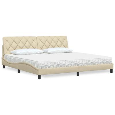 Bed met matras stof crèmekleurig 200x200 cm