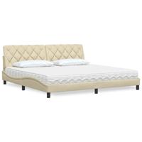 Bed met matras stof crèmekleurig 200x200 cm
