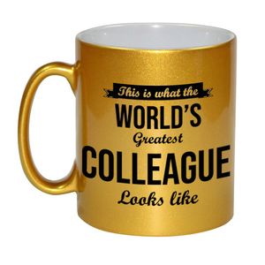 Worlds Greatest Colleague cadeau mok / beker goudglanzend 330 ml   -