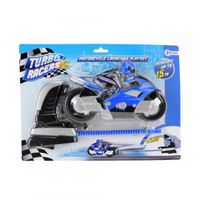 Toi Toys afschietmotor met rijder 12 cm blauw - thumbnail