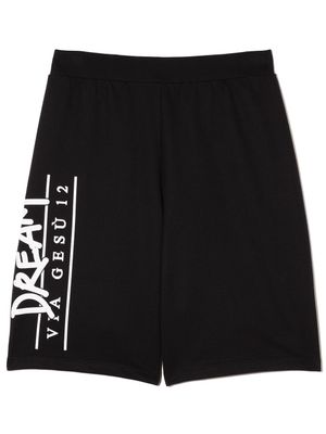 Versace Kids short de sport à logo imprimé - Noir