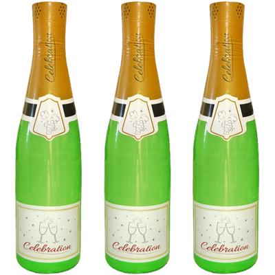 3x Stuks grote opblaasbare champagne fles - Oud en Nieuw - decoratie - 180 cm