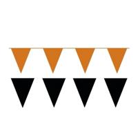 Feest versiering punt vlaggetjes pakket - 200 meter - oranje en zwart - slingers / vlaggenlijnen