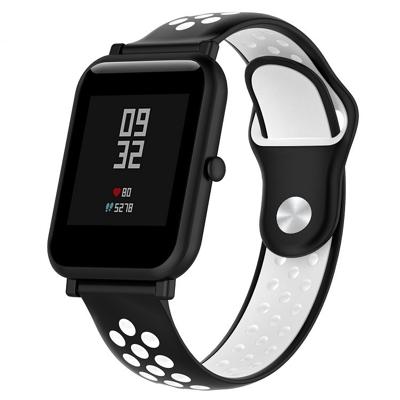 Dubbele kleur siliconen Sport polsband voor Huawei Watch serie 1 18mm (zwart wit)